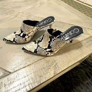 Calvin Klein Grecia Faux Snakeskin Mules
